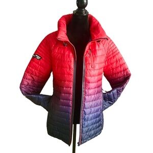 Superdry Red and Purple Gradient Puffer Jacket